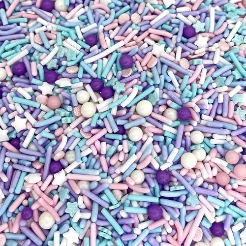 Image of Manvscakes, pink sprinkles, valentines, cake sprinkles, gluten free, cookies, chocolate, fondant, princess topping, ice cream, edible, dessert decoration (Pink Blue)