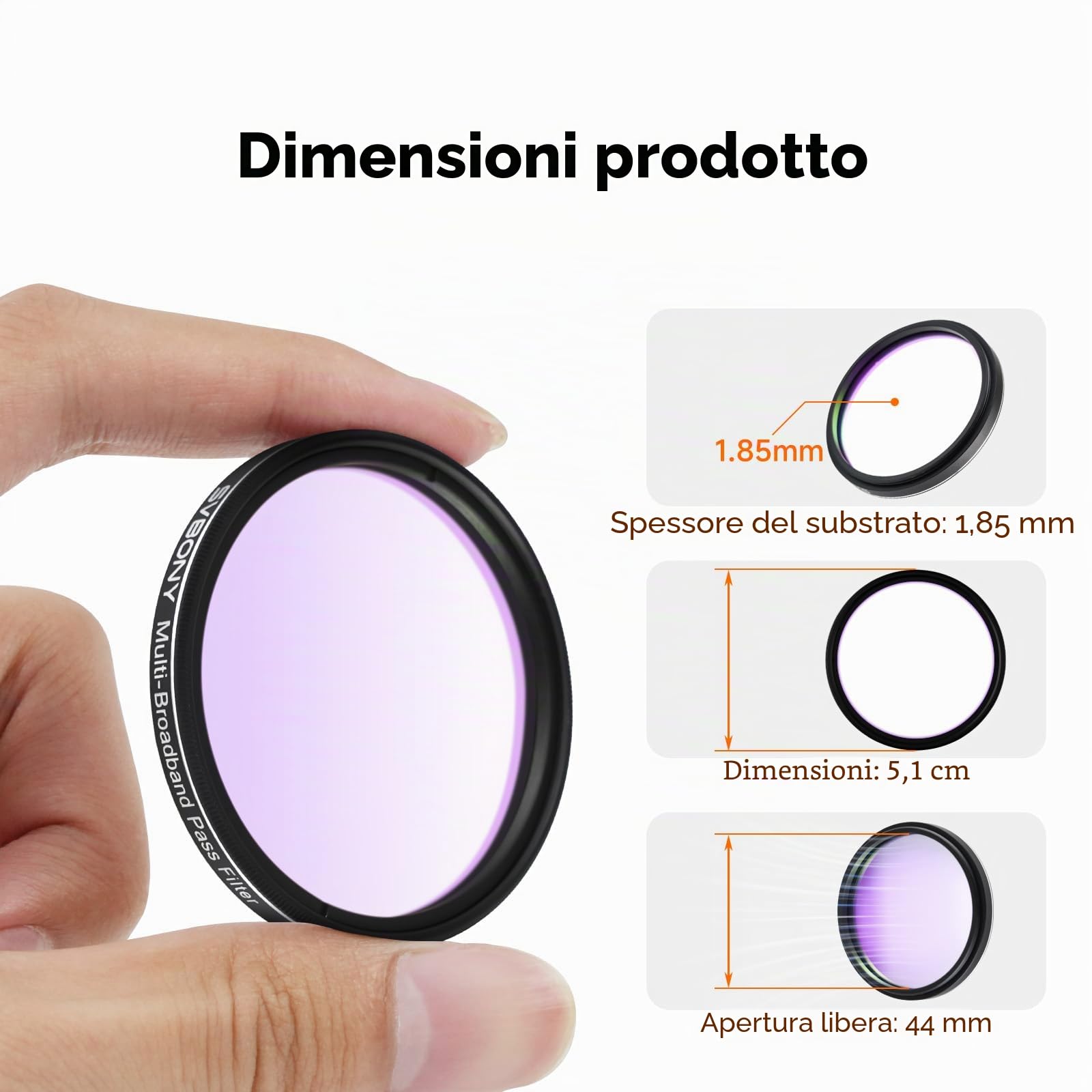 Svbony SV260 Filtro per Telescopio, Filtro a Stella Multi-banda da 2'' | Accessori per Telescopi per L'astrofotografia del Profondo Cielo di Nebulose a Emissione di Galassie,Profondità di Taglio OD4