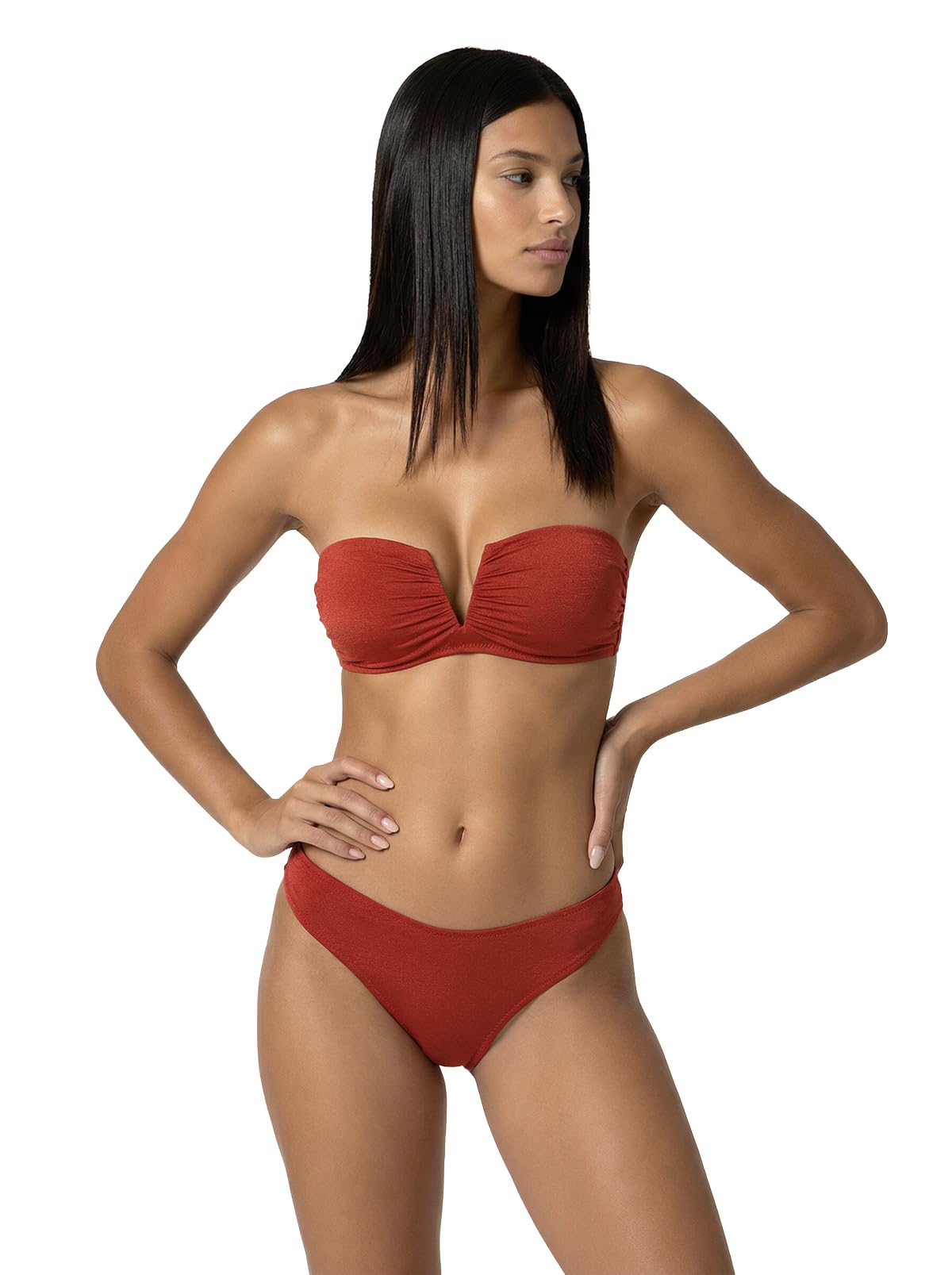 F**K Bikini Donna Fascia a V con Ferretto e Slip Americano Fisso Ruggine SW1802-RU