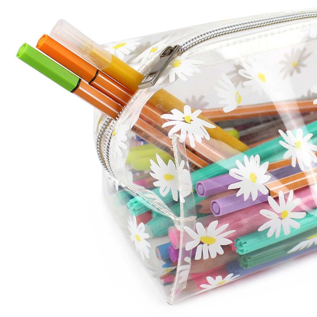 Fashion Stationery Large Pencil Case for Girls Teenagers Big School Supplies Stationary Storage Case or Cosmetic Travel Toiletries Bag Makeup Bags for Women Kids Girls Teenager (Daisy) - Image 3