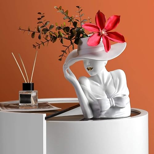 Miniatura 2 de Jarrones de centro de mesa, adornos simples y modernos de jarrón de diosa, flores de cerámica en la sala de estar, jarrones decorativos en el café,