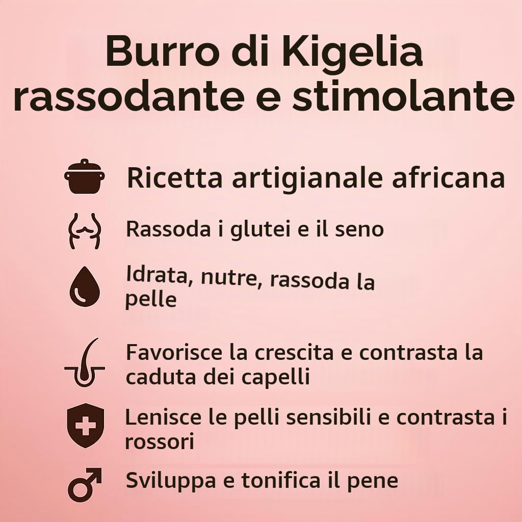 Burro di Kigelia 100 g – Aumenta Volume di Glutei, Fianchi e Seno – Stimola la Virilità Maschile – Rassodante e Naturale – I Love My Popotin