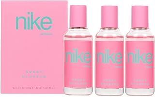 NIKE - Sweet Blossom Pack de 3 x 30 ml, Colonia Mujer, Formato Viaje en Spray, Perfume Mujer, Eau de Toilette Natural y Femenina, Aroma Floral Afrutado, Fragancia Fresca