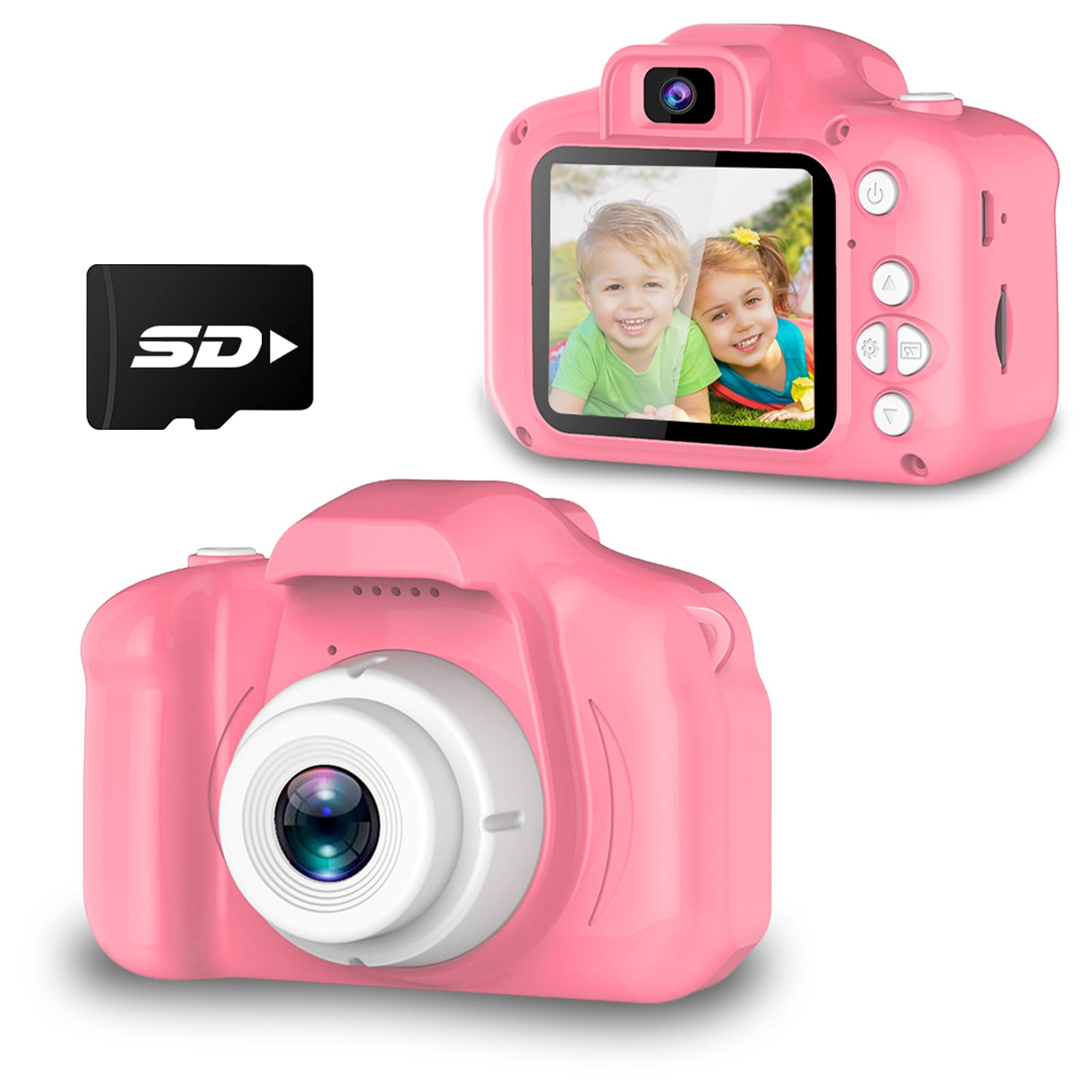 Seckton Upgrade Kids Selfie Camera, Christmas Birthday Gifts for Girls Age 3-9, HD Digital Video Cameras for Toddler, Portable Toy for 3 4 5 6 7 8 Year Old Girl with 32GB SD Card-Pink