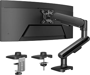 HUANUO Ultrawide Monitor Arm for 13″ – 40″ Screens, NITROGLIDE™ Single Monitor Mount Holds up to 12kg, Adjustable Monitor Stand with C-Clamp & Grommet Base, VESA Mount 75x75mm/100x100mm