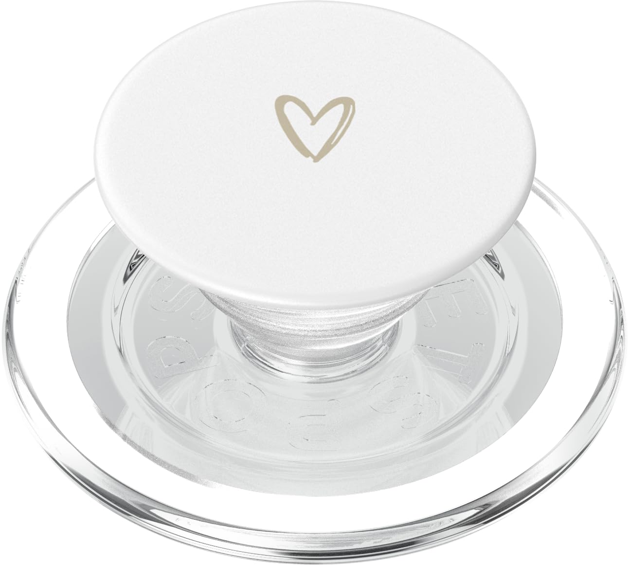 Beige White Minimalist Heart PopSockets PopGrip for MagSafe