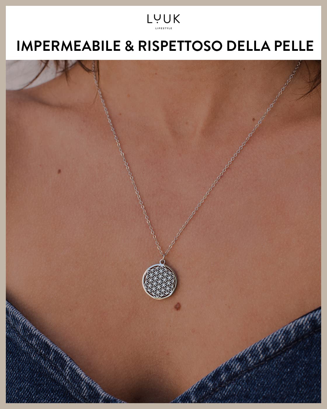 LUUK LIFESTYLE Collane con diverso Ciondolo (50 cm) in Acciaio Inossidabile e cartolina HAPPINESS, Regali per Lei, Donna, Ragazza, Moglie, Mamma, Amica, Gioielli, Argento, Oro e Oro rosa