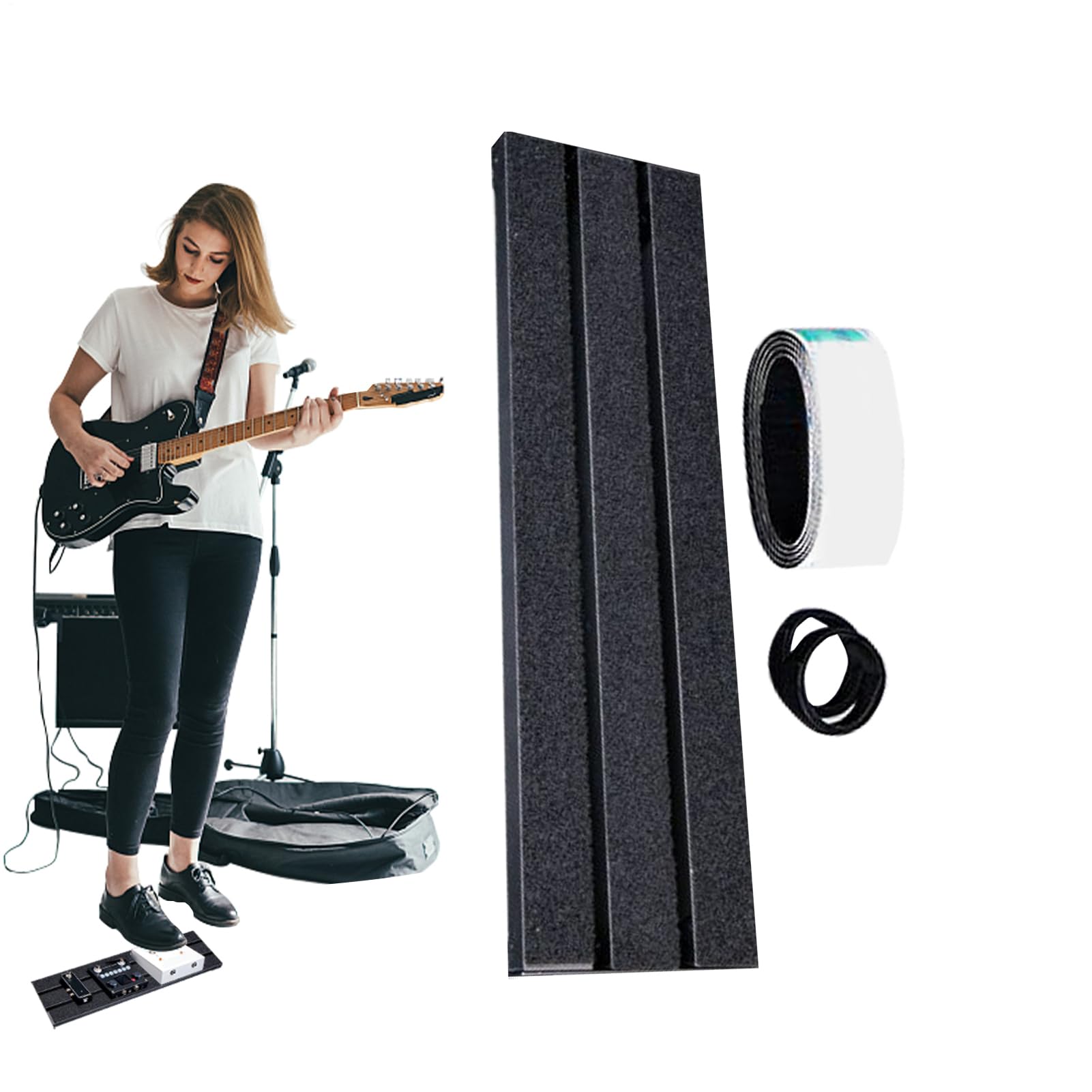 Pedalboard für Gitarre, kompaktes und kompaktes Pedalboard | Struktur mit verbessertem Kabelmanagement für Musiker