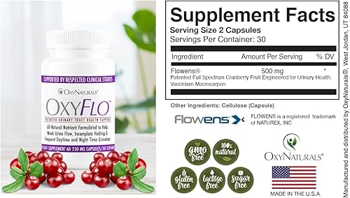 Miniatura 4 de OxyFlo, solución galardonada para micción frecuente de día y noche, fórmula del tracto urinario, clínicamente probada, ingredientes naturales. Con