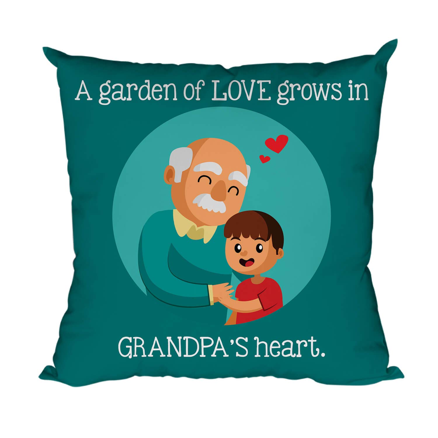 Yaya Cafe for Grandfather Garden of Love Grows in Grandpa Heart Printed Cushion Cover 20X20 inches Cotton Multi