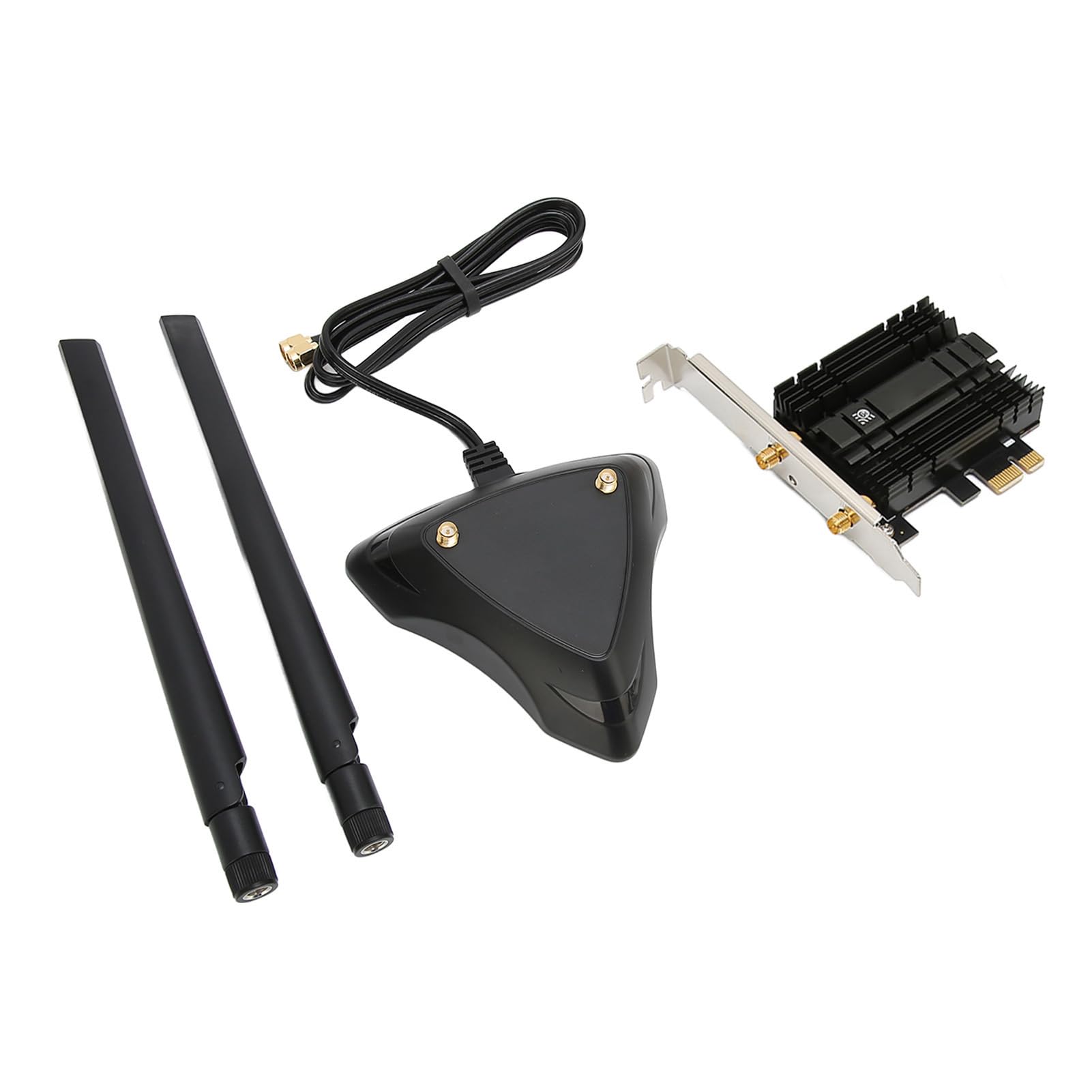 Karta WiFi 6E AX210 PCIE WiFi 5.2, Trójzakresowa Bezprzewodowa Karta PCIE 6G 5400 Mb/s z Anteną o Wysokim Zysku 6dBi, Podstawą Magnetyczną, Radiatorem do Gier, Urządzeniami