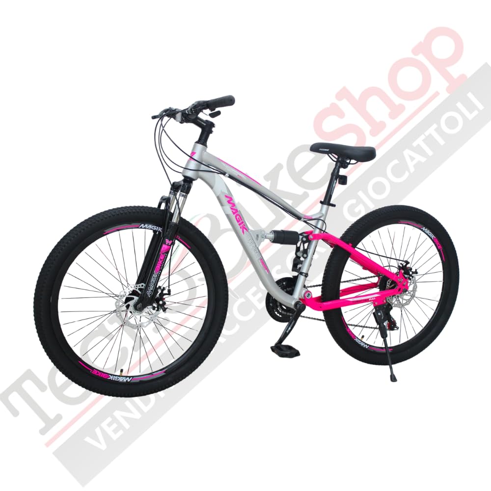 Tecnobike Shop Magik Bike MTB Twenty Six Full 26" Bicicletta Ragazza Cambio 21 Velocità, Freni a Disco, Doppia Sospensione, Cerchi Alluminio, Mountain Bike 26 Pollici
