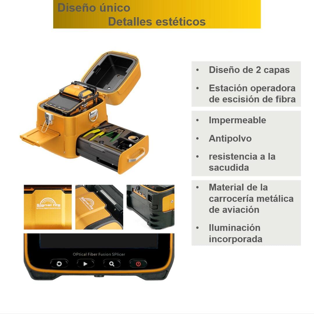 Fusion Splicer AI-9 with 30 Tutorials fusionadora de fibra optica con 30 tutorial y alineación de núcleo para proyectos de empalme de cables y construcción de líneas troncales FTTH (EU Plug)