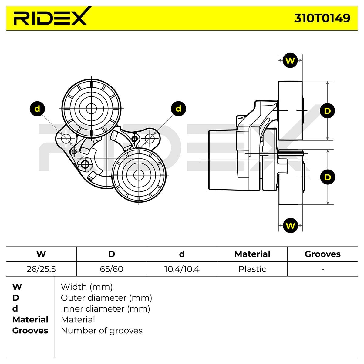 RIDEX 310T0149 Polea tensora correa poli V Compatible con BMW 5 Touring F11