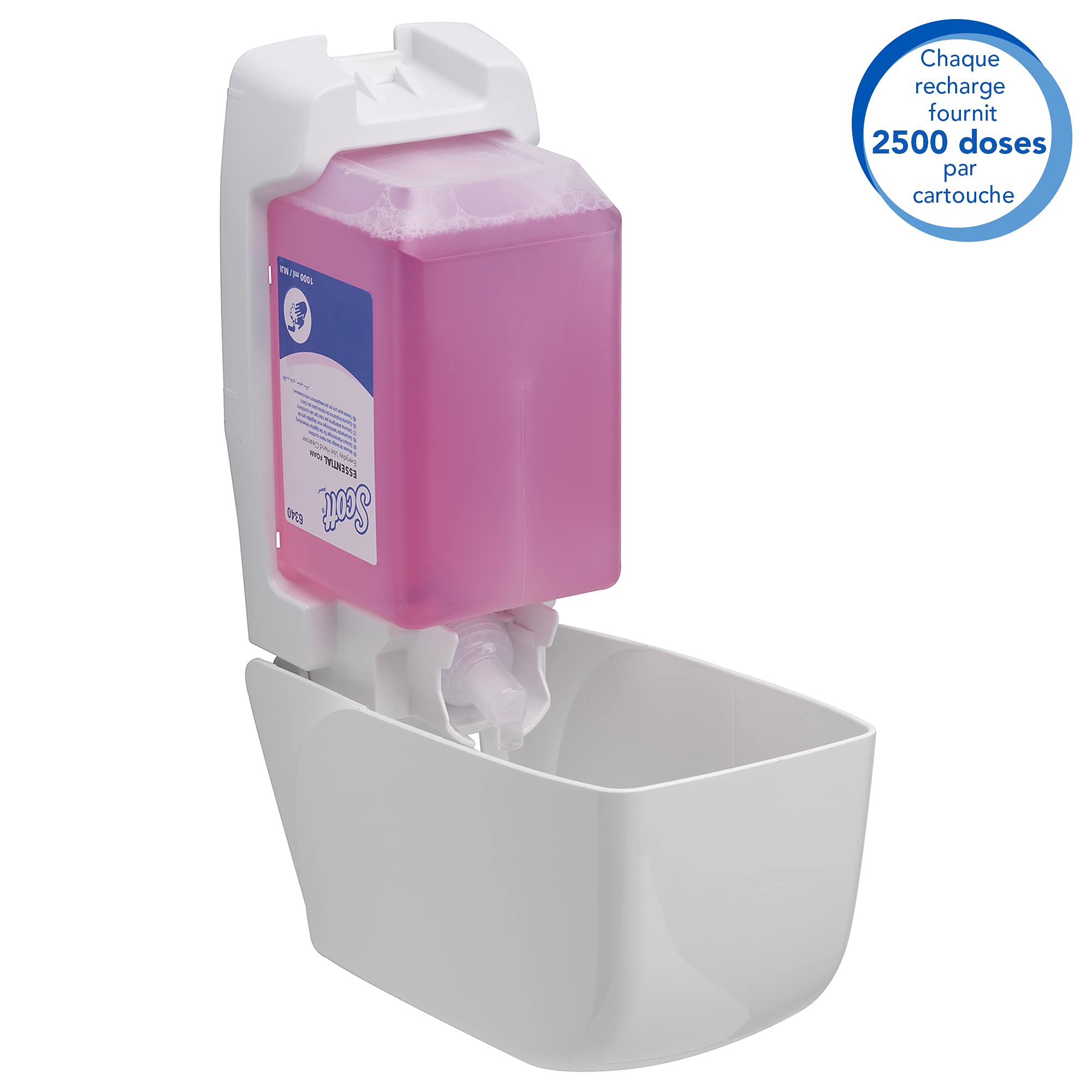 Scott® Essential™ 6340 Mousse Lavante pour les Mains 6340, Mousse Rose Parfumée, Lavage Fréquent, 6 Recharges x 1 Litre (6 Litres au Total)