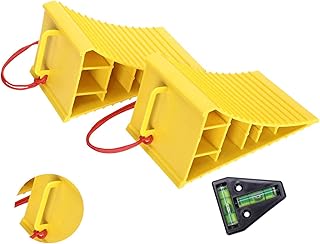 Homeon Wheels RV Camper Large Wheel Chocks with Handle and Rope for Safety-Car Chocks, Tire Chocks, Trailer Solid Heavy Duty Wheel Chocks-2 Packs.(Yellow)