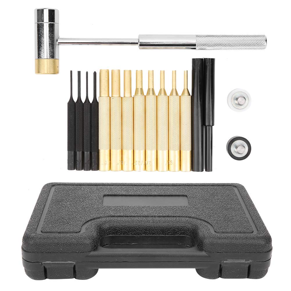 Ensemble de Poinçons d’Armurier Professionnel 17 Pièces à Goupille Cylindrique avec Marteau pour Réparation d’Armes de Chasse et Sportives