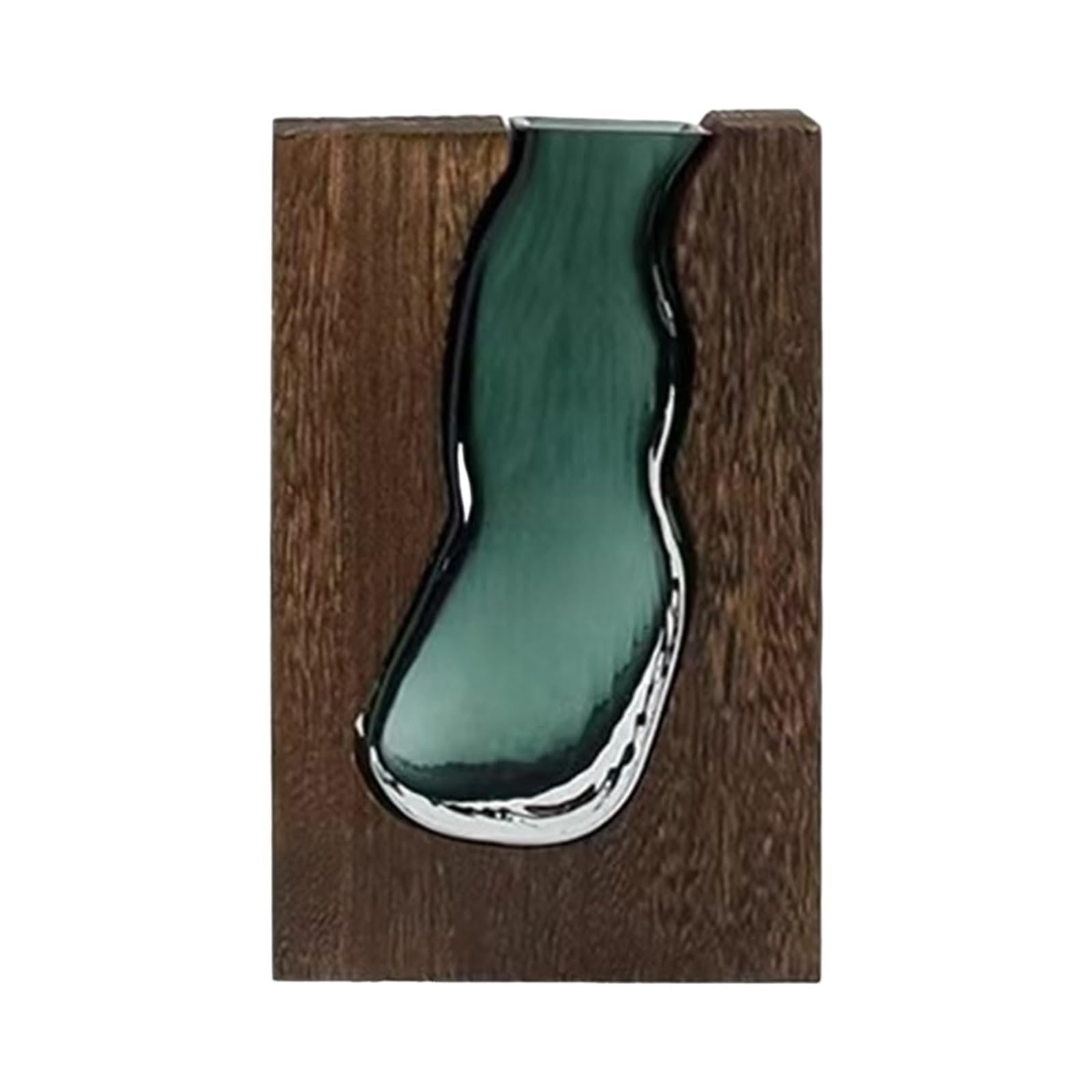 Shntig Farmhouse Wooden Glass Flower Vase for Home Decor Decorative Vases for Table Centerpieces Wood and Glass Inlay Vases Decorative for Home Decor