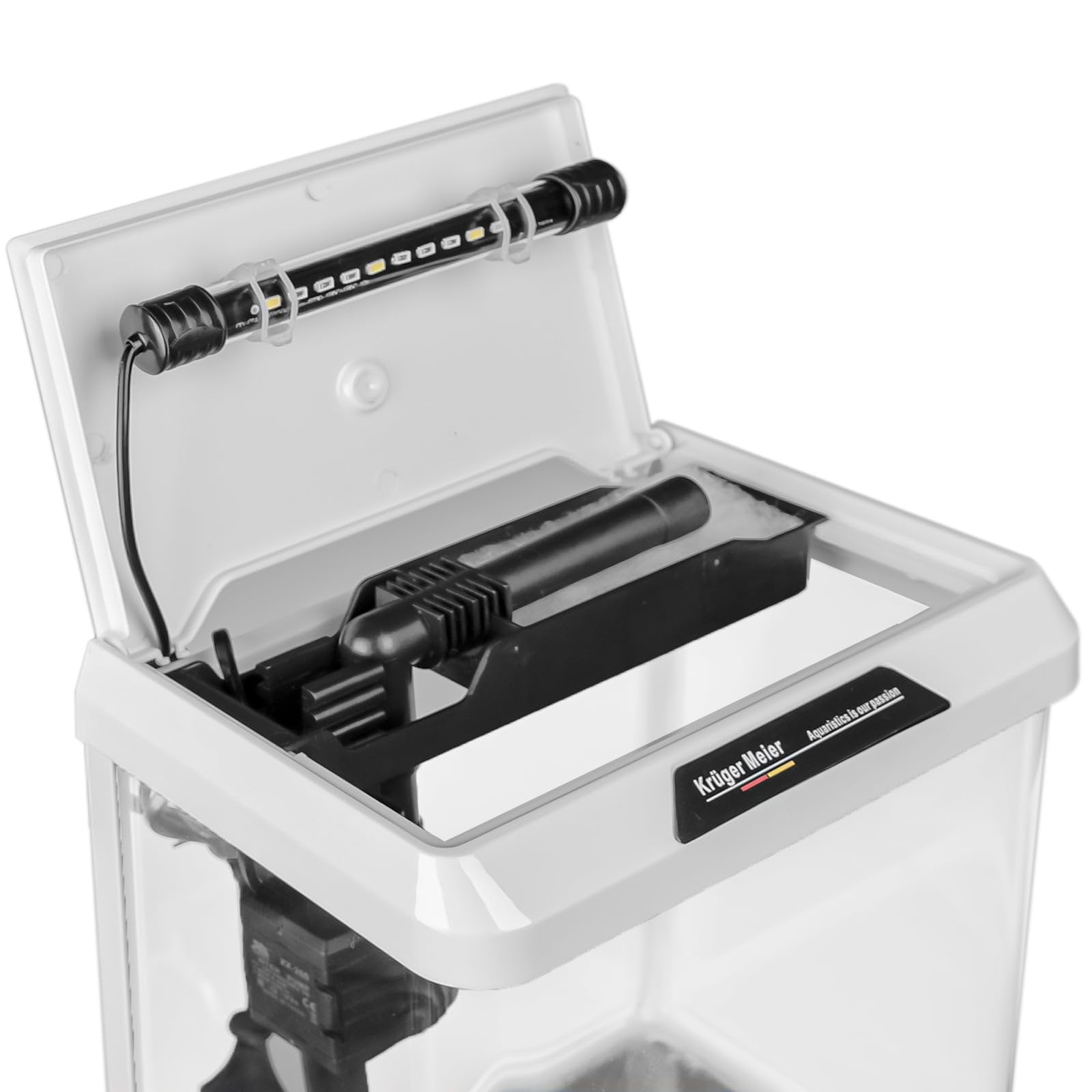 Kruger Meier Como Aquarium 7L – Nano-Aquarium Set mit Beleuchtung, Filter & Abdeckung – Weiß
