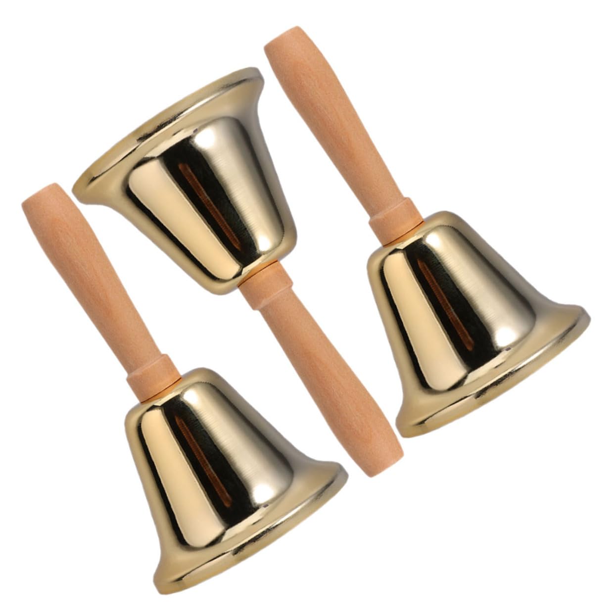 LALAFINA Hand Ringing Bell Golden Classroom Bell for Service Desk and Alarm Handheld Jingles for School and Reception Use