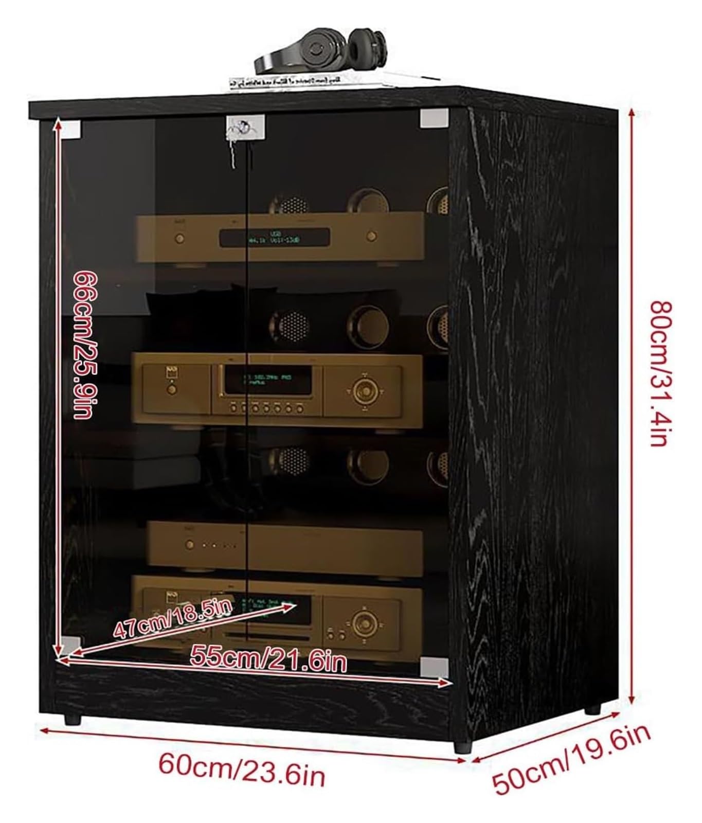 Nowoczesny stojak audio z drewna tekowego, szafka na multimedia, stojak wieżowy stereo, przechowywanie AV, uchwyt na odtwarzacz CD, wysokość 79,8 cm, drewniane meble stereo, kino domowe
