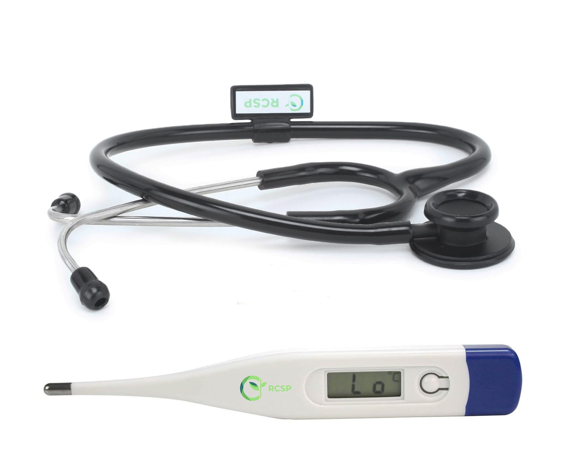 RCSP Stethoscope with Digital Thermometer for Doctors and Medical Students | Light weight Chest Piece with Flexible Jointless Tube & Soft Sealing Ear Knobs, Blackcare Black (B0D2V1PC68) Amazon Price History, Amazon Price Tracker