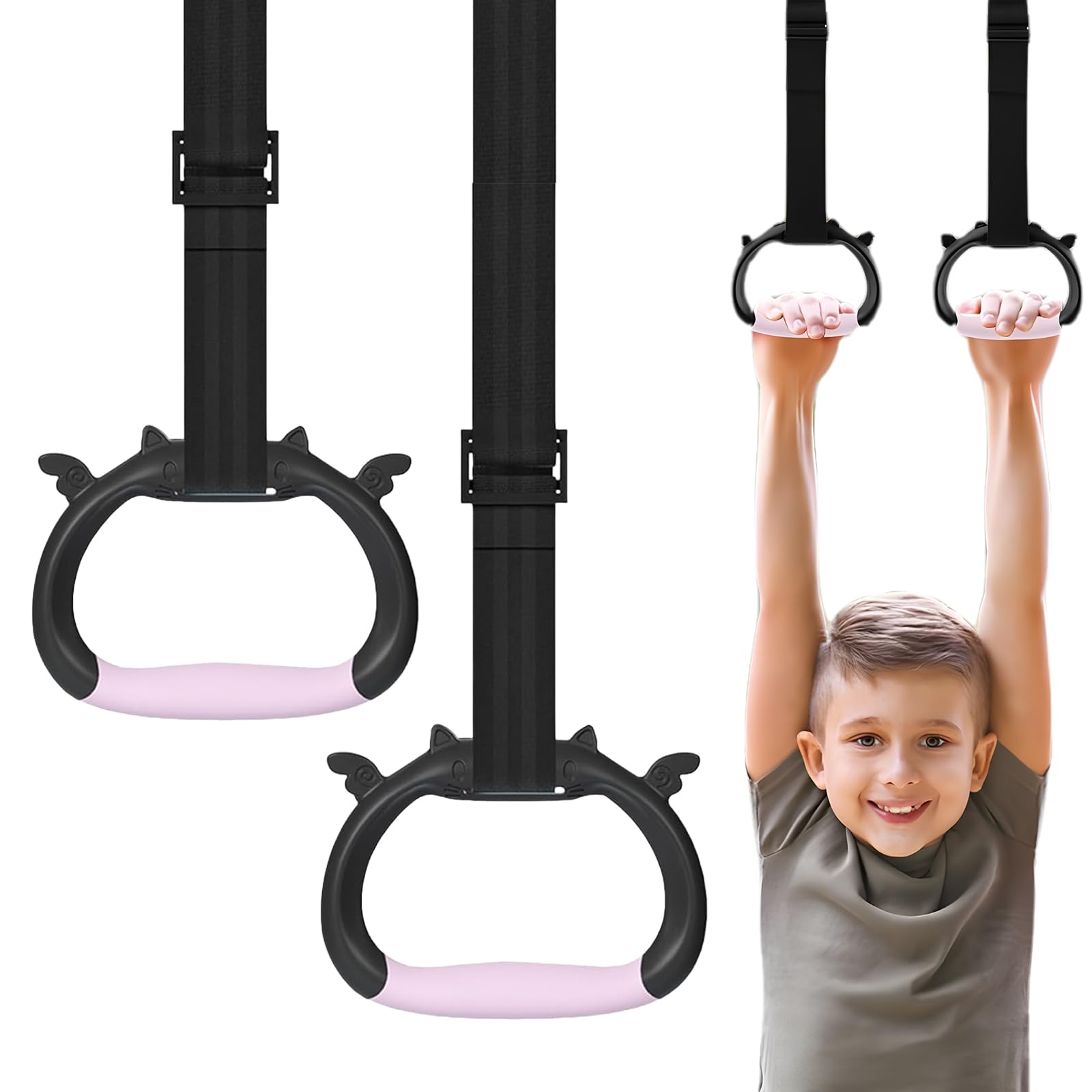 GMHLLES Gymnastic Rings Calisthenics Rings Children's Home Gym Equipment Adjustable Strap for Physical Training Used with Indoor Horizontal Bar Non-slip Load-Bearing 250kg