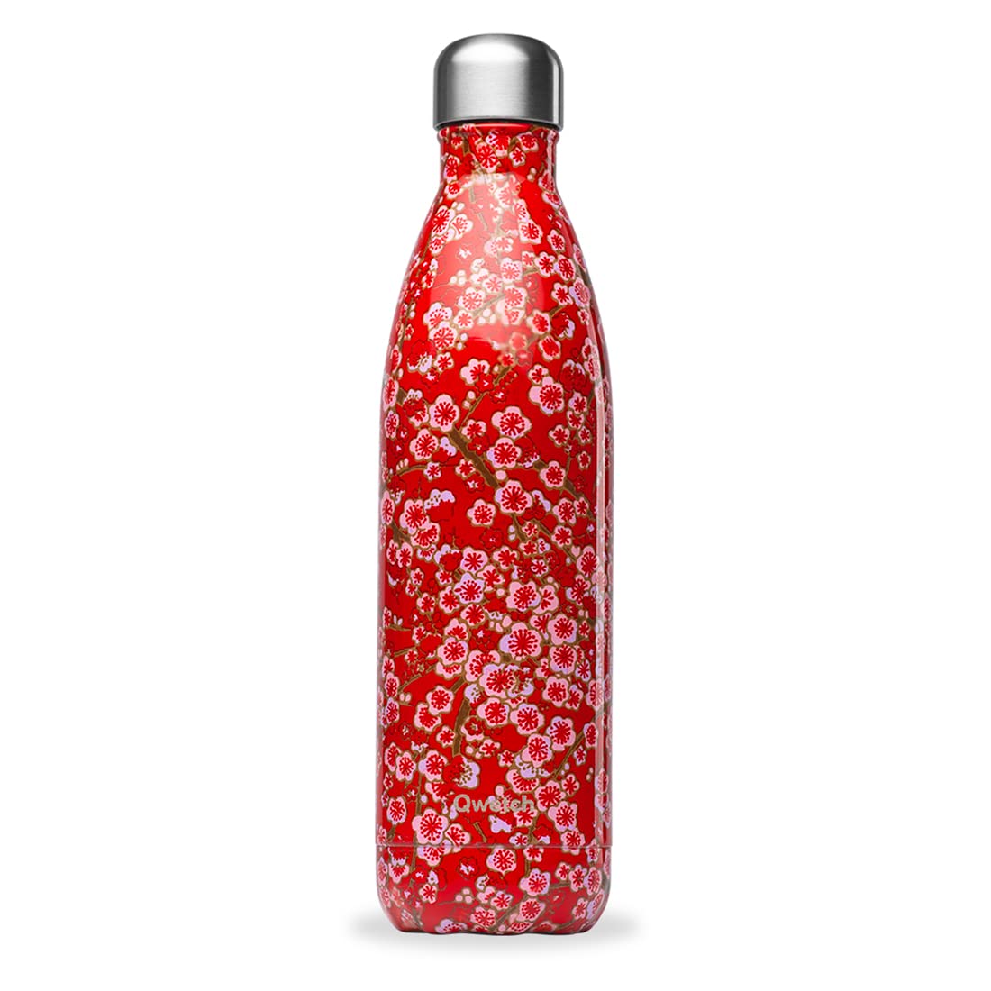 Qwetch - Flowers Thermosflasche - Rot 750ml - 24 Stunden kalt und 12 Stunden warm - Wasserdicht, BPA-frei & wiederverwendbar