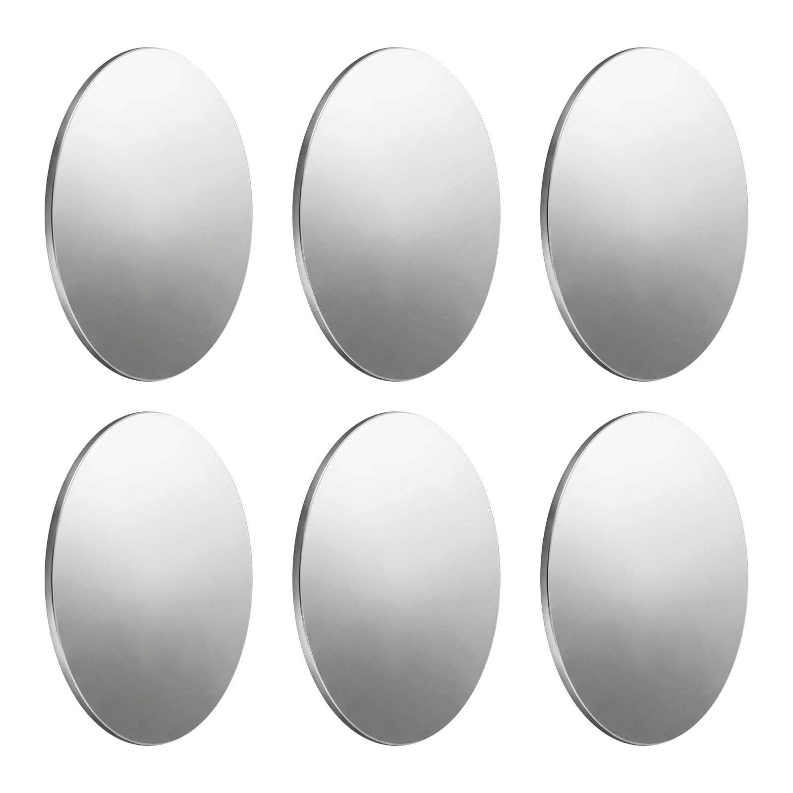 Zirax 6Pcs Round Wall Mirror 15cm Acrylic Self Adhesive Mirrors for Walls Frameless Stick On Mirror Tiles Decorative for Bathroom Bedroom Living Room Door