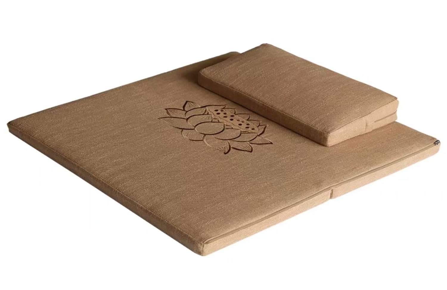Cojín Grande Y De Meditación,estera De Meditación Cuadrada Hecha A Mano,cojín De Suelo Plegable Portátil Cojines De Yoga De Fibra Con Núcleo De Cáñamo Natura(Size:80x80cm(31x31inch),Color:café)