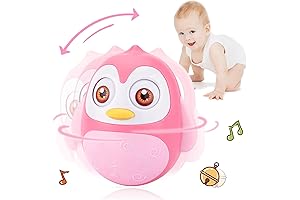 UNIH Roly Poly Baby Toys 6-12 Months Interactive Tummy Time Penguin Wobbler Toys for Infants