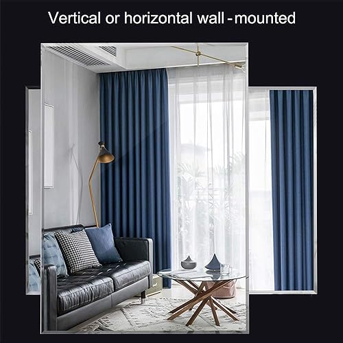 Miniatura 5 de Chende Espejo biselado grande de 20 x 40 pulgadas para pared, juego de 2 espejos de pared de baño con borde biselado, espejo horizontal o vertical