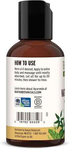 Miniatura 4 de Banyan Botanicals Vata Massage Oil - Certified Organic, 12 oz - Relaxing, warming, grounding - Warm herbs that support vitality and vigor and
