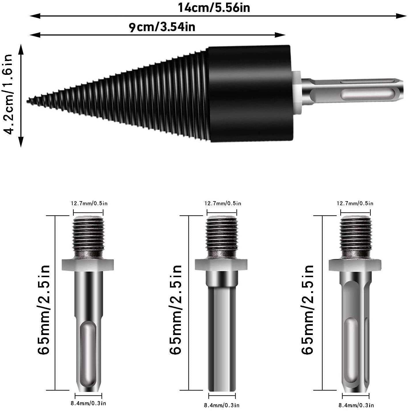 42mm Spaccalegna Trapano,Spaccalegna per Uso Domestico,Spaccalegna Vite Conica,Spaccalegna Manic,Spaccalegna in Acciaio,Trapano a Gradini Taglia-Legno,Spaccalegna Elettrico Legna,Spaccalegna