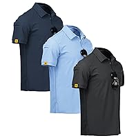 ZITY 3 Pack Polo Uomo Manica Corta Tshirt Traspirante ad Asciugatura Rapida Uomo Polo