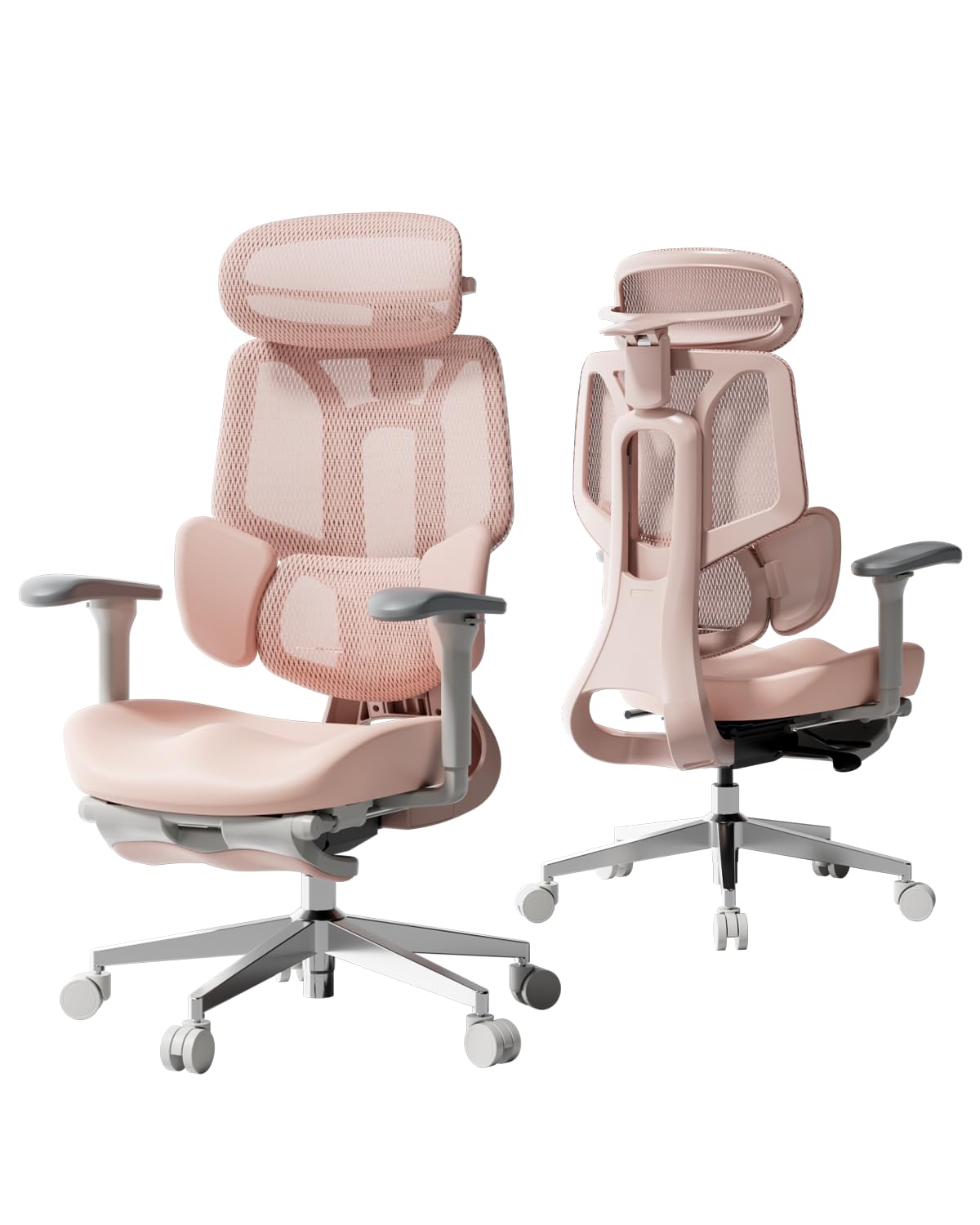Hbada E3 Air Ergonomic Office Chair, Office Chair - with 3-Zone Dynamic Lumbar Support, 3D Adjustable Headrest, 4D Adjustable Armrests, Swivel, Pink
