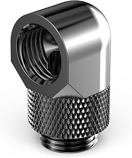 PrimoChill Male to Female G 1/4in. 90 Degree SX Rotary Elbow Fitting - Dark Nickel