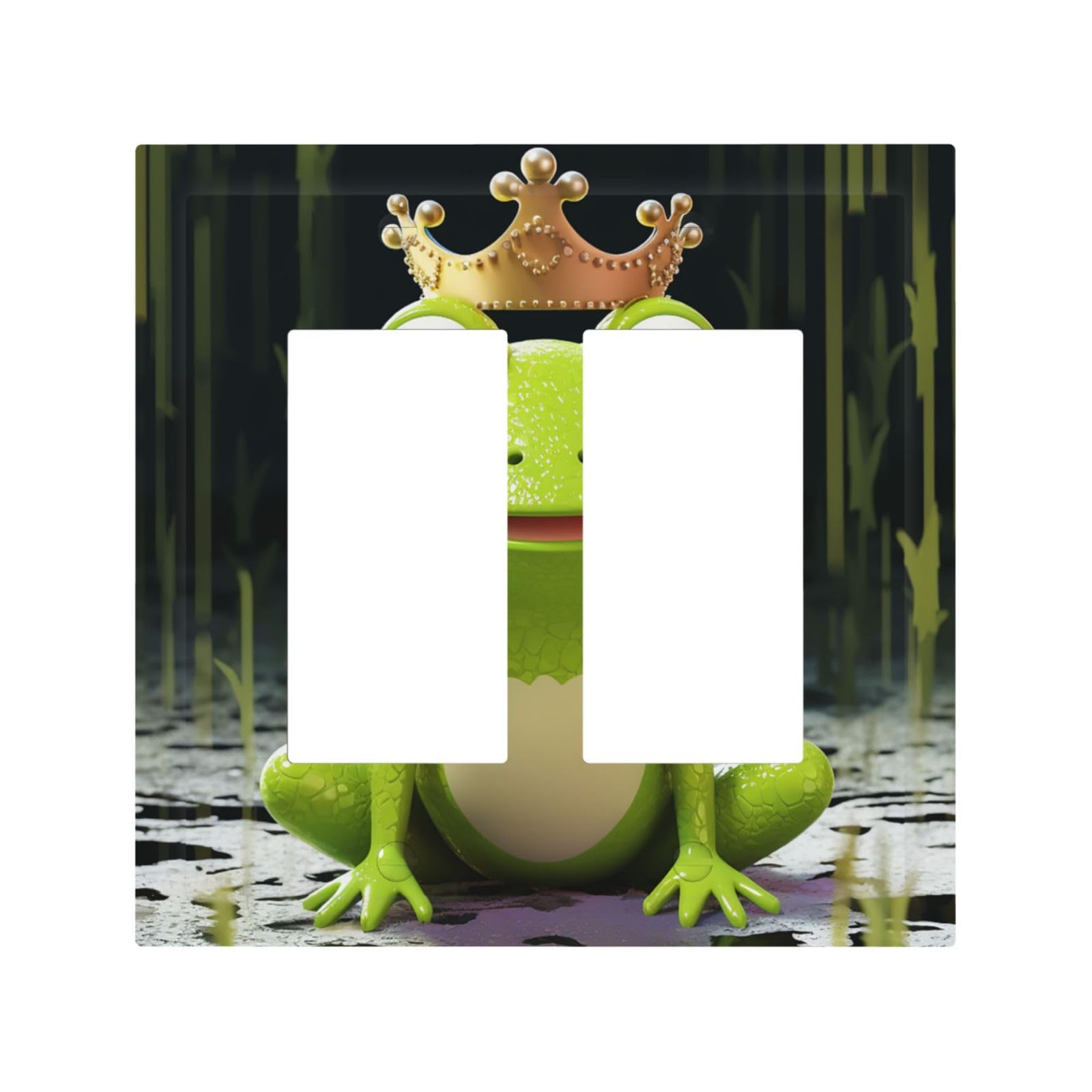 Kloph Style H Decorator Double Toggle Light Switch Covers Crown Frog Wall Plate 2-Gang Mid Size 5" X 4.9" Double Toggle Switch Wallplate Decorative 2 Gang Wall Switch Plate Covers