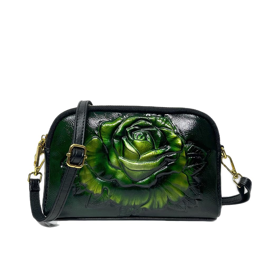 Damen Mini Tasche Damentasche Kleine Handtasche Umhängetasche Clutches aus PU-Leder Frauen Schultertasche Exotisch Ethnische Blumen für Mutter