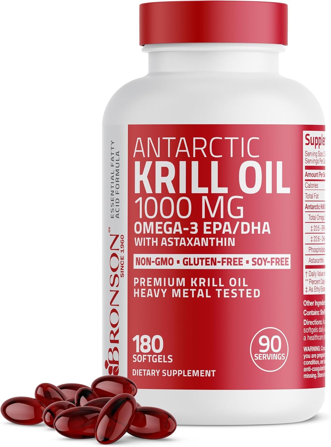 Bronson Vitamins Antarctic Krill Oil 1000 mg with Astaxanthin, 180 Softgels-image-11