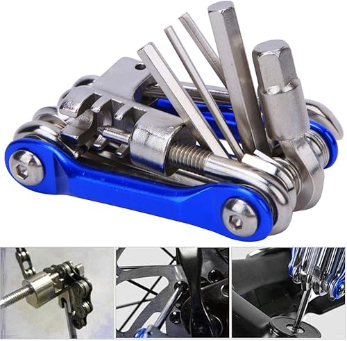 Miniatura 3 de plplaaoo Kit de herramientas de reparación de bicicleta de montaña, multiherramienta de bicicleta de metal ligero, juego de herramientas de