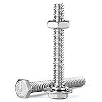 Vista 1 de Tornillos de cabeza hexagonal #10-24 x 1-1/2", tuercas, arandelas planas y de bloqueo, kit surtido, acero inoxidable 304 (18-8), acabado brillante