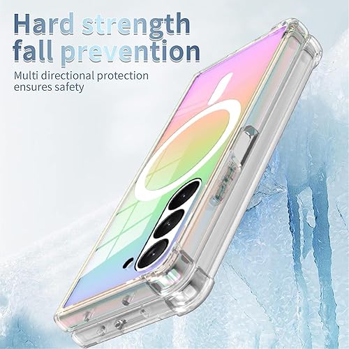 Miniatura 6 de tharlet Funda magnética diseñada para Samsung Galaxy Z Fold 5 de color transparente compatible con MagSafe parte trasera dura y parachoques suave,