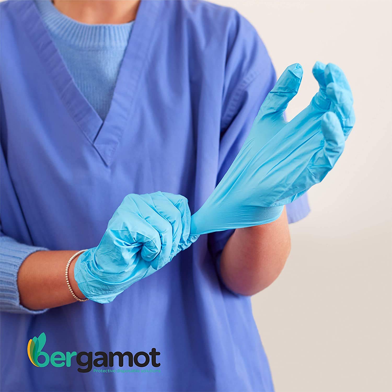 Guantes Nitrilo talla L sin Polvo Azules - Guantes Desechables L - Guantes LATEX FREE Pack de uso Universal para Cocina Trabajo Jardin Profesiones Relacionadas con la Salud etc.- 100 unidades (x10 L)