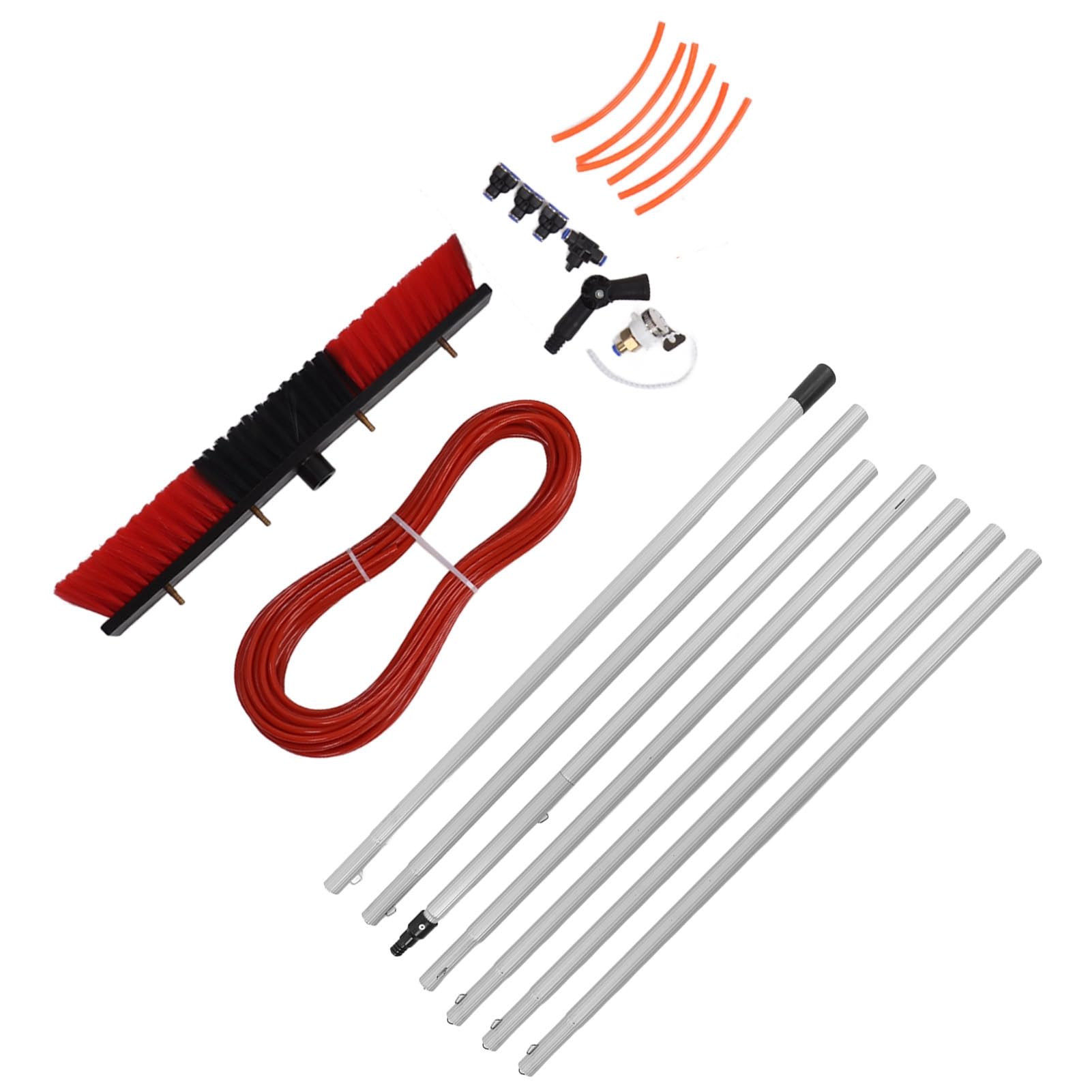 aqxreight Zestaw z tyczką Fed Brush Duty Duży Rozmiar Przenośna Myjnia Wysuwany środek Czyszczący System Paneli Słonecznych 6 M Słupek Plus 50 Cm Panele Szczotkowe i do Cl Zestaw z tyczką System (7m