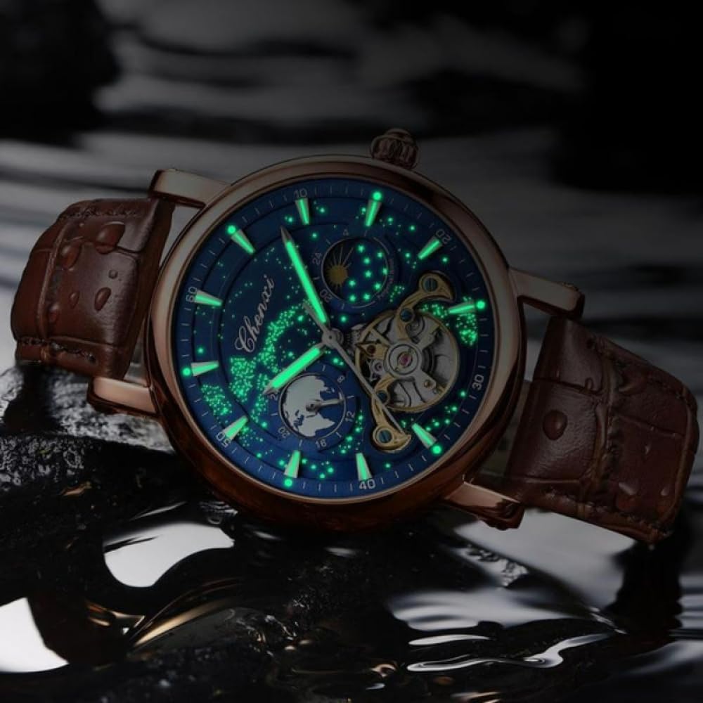 Herren-Armbanduhr, automatisch, mechanisch, Tourbillon-Uhr, luxuriös, wasserdicht, leuchtend