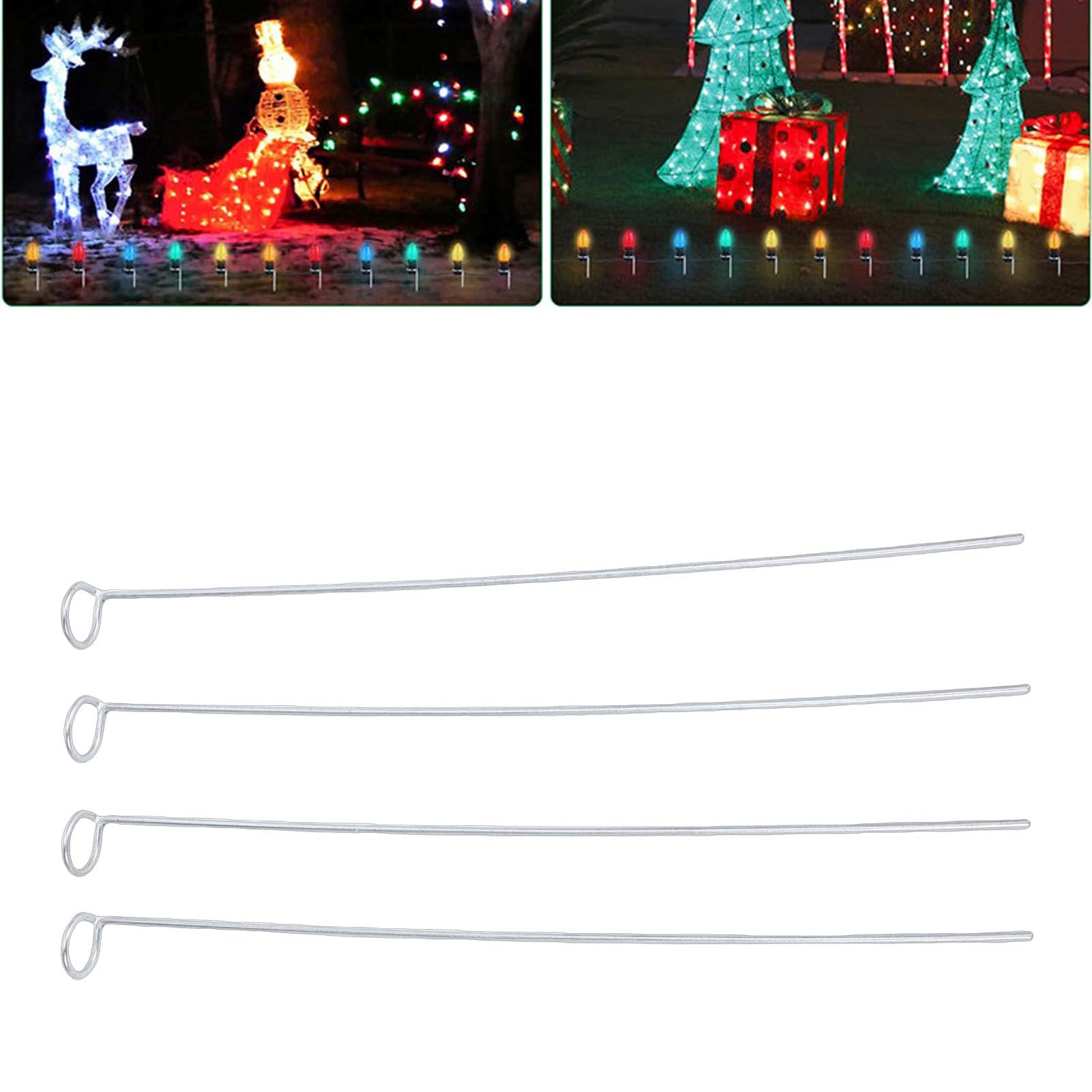 60 pezzi di pali di luce di Natale stabili, facili da inserire, pali di terra per luci in metallo per luci C7 C9
