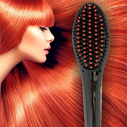 [PATENTED] Professional Ionic Best Hair Brush Straightener for Styling By Azorro, Detangling, Straightening, Frizz-Free Hair Care With Scalp Massage - LCD Display Ceramic Flat Iron Paddle Brush
