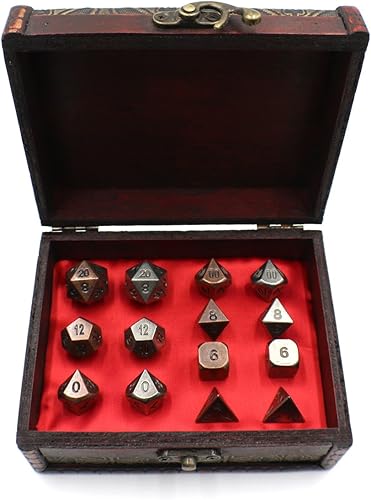 Miniatura 2 de Juego de dados de metal de juego de papel gemelo con cofre de almacenamiento para juegos de mesa