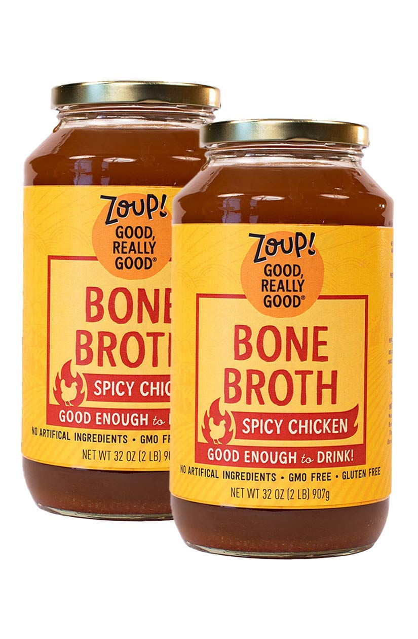 Spicy Chicken Bone Broth by Zoup! Keto-Friendly, Non-GMO, Paleo-Friendly Clear Spicy Chicken Bone Broth - Great for Stock, Bouillon, Soup Base or in Gravy - 2-Pack (32 oz)